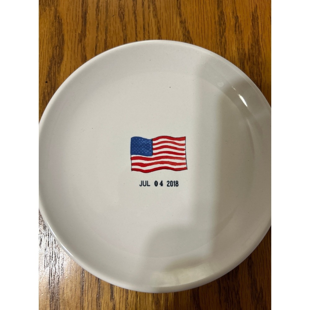 Rae Dunn July 4 2018 Appetizer Plates Set of 4 Patriotic Flag Stars Fireworks - Picture 6 of 9